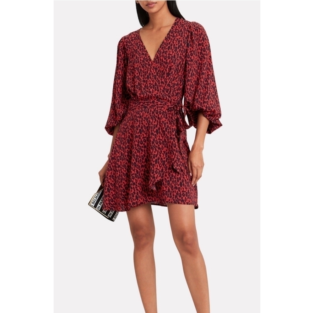 IRO‎ Boina Rad & Black colors Leopard Wrap Dress size 8 or EUR 40